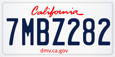 CA license plate 7MBZ282