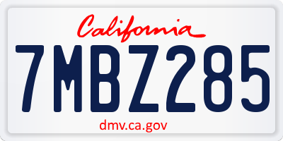 CA license plate 7MBZ285