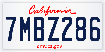 CA license plate 7MBZ286