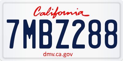 CA license plate 7MBZ288