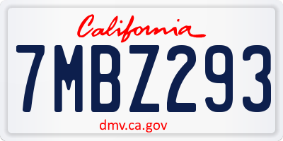 CA license plate 7MBZ293