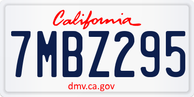 CA license plate 7MBZ295