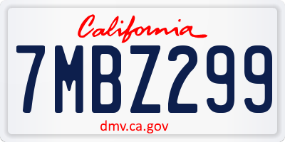 CA license plate 7MBZ299