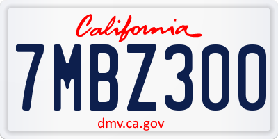CA license plate 7MBZ300