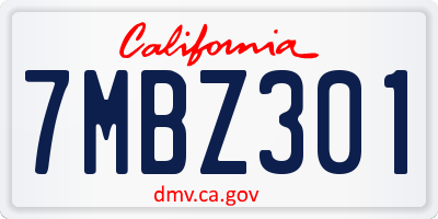 CA license plate 7MBZ301