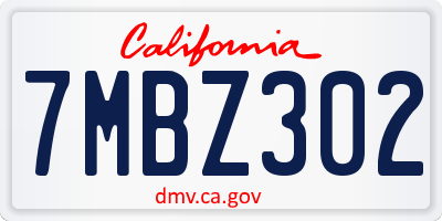 CA license plate 7MBZ302