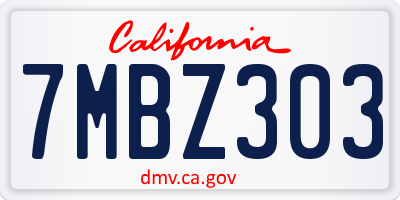 CA license plate 7MBZ303