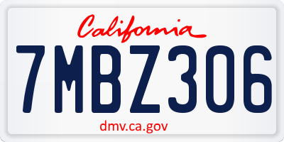 CA license plate 7MBZ306
