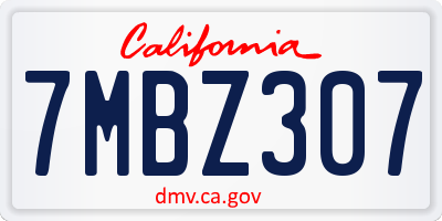 CA license plate 7MBZ307