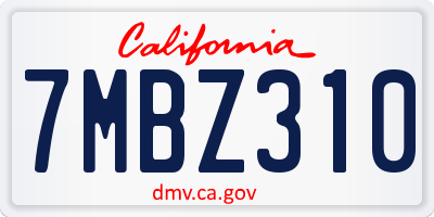 CA license plate 7MBZ310