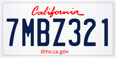 CA license plate 7MBZ321
