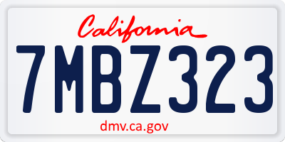 CA license plate 7MBZ323
