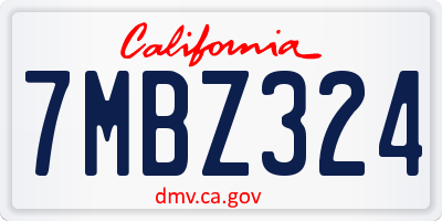 CA license plate 7MBZ324