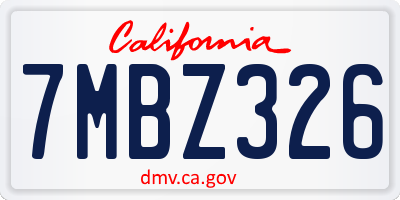 CA license plate 7MBZ326