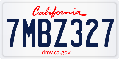 CA license plate 7MBZ327