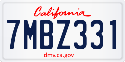 CA license plate 7MBZ331