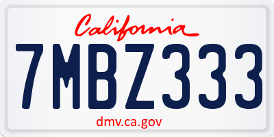 CA license plate 7MBZ333