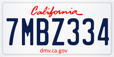 CA license plate 7MBZ334