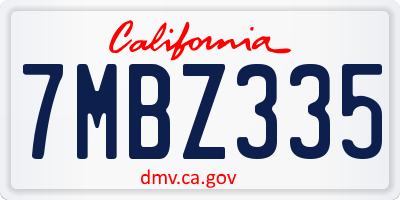 CA license plate 7MBZ335