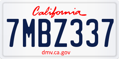CA license plate 7MBZ337