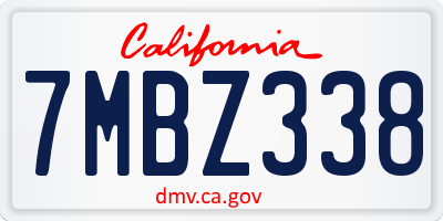 CA license plate 7MBZ338