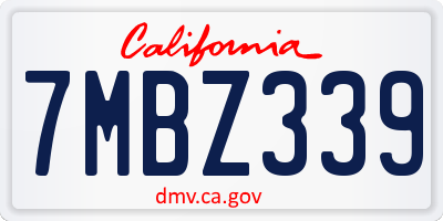 CA license plate 7MBZ339