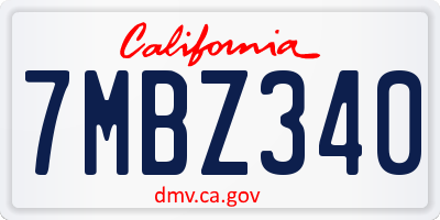 CA license plate 7MBZ340