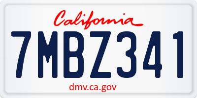 CA license plate 7MBZ341
