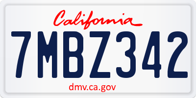 CA license plate 7MBZ342