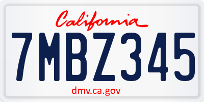 CA license plate 7MBZ345
