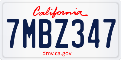 CA license plate 7MBZ347
