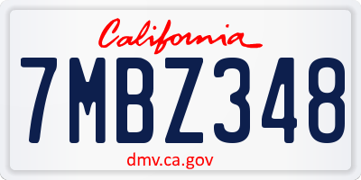 CA license plate 7MBZ348