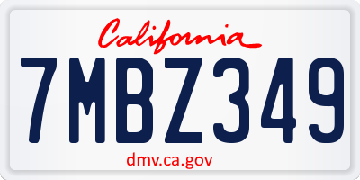 CA license plate 7MBZ349