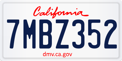 CA license plate 7MBZ352