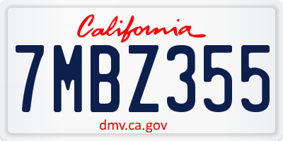 CA license plate 7MBZ355