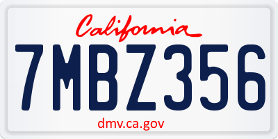 CA license plate 7MBZ356