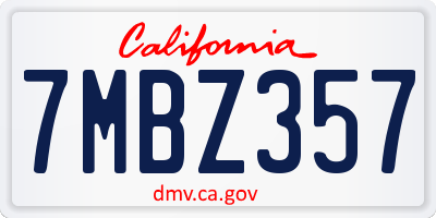 CA license plate 7MBZ357