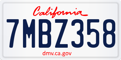 CA license plate 7MBZ358