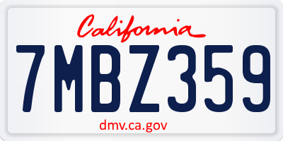 CA license plate 7MBZ359