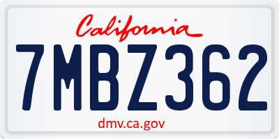 CA license plate 7MBZ362