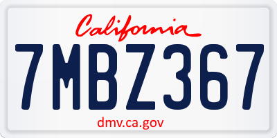 CA license plate 7MBZ367