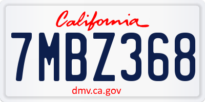 CA license plate 7MBZ368