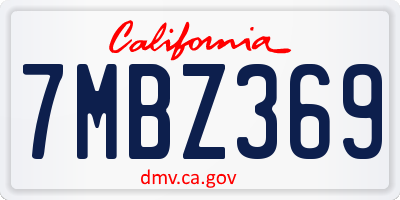 CA license plate 7MBZ369