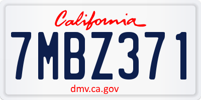 CA license plate 7MBZ371