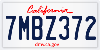 CA license plate 7MBZ372