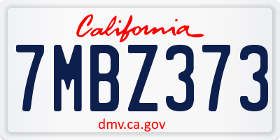 CA license plate 7MBZ373