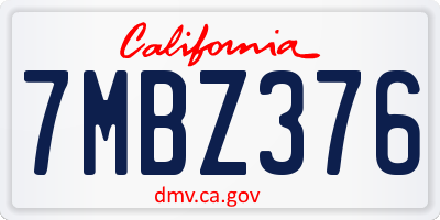 CA license plate 7MBZ376
