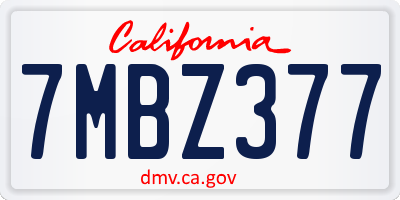 CA license plate 7MBZ377