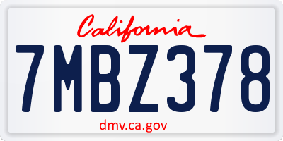 CA license plate 7MBZ378