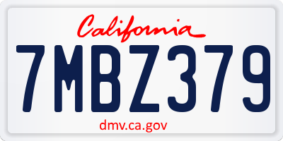 CA license plate 7MBZ379